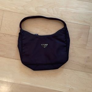 Chocolate brown Prada nylon mini clutch